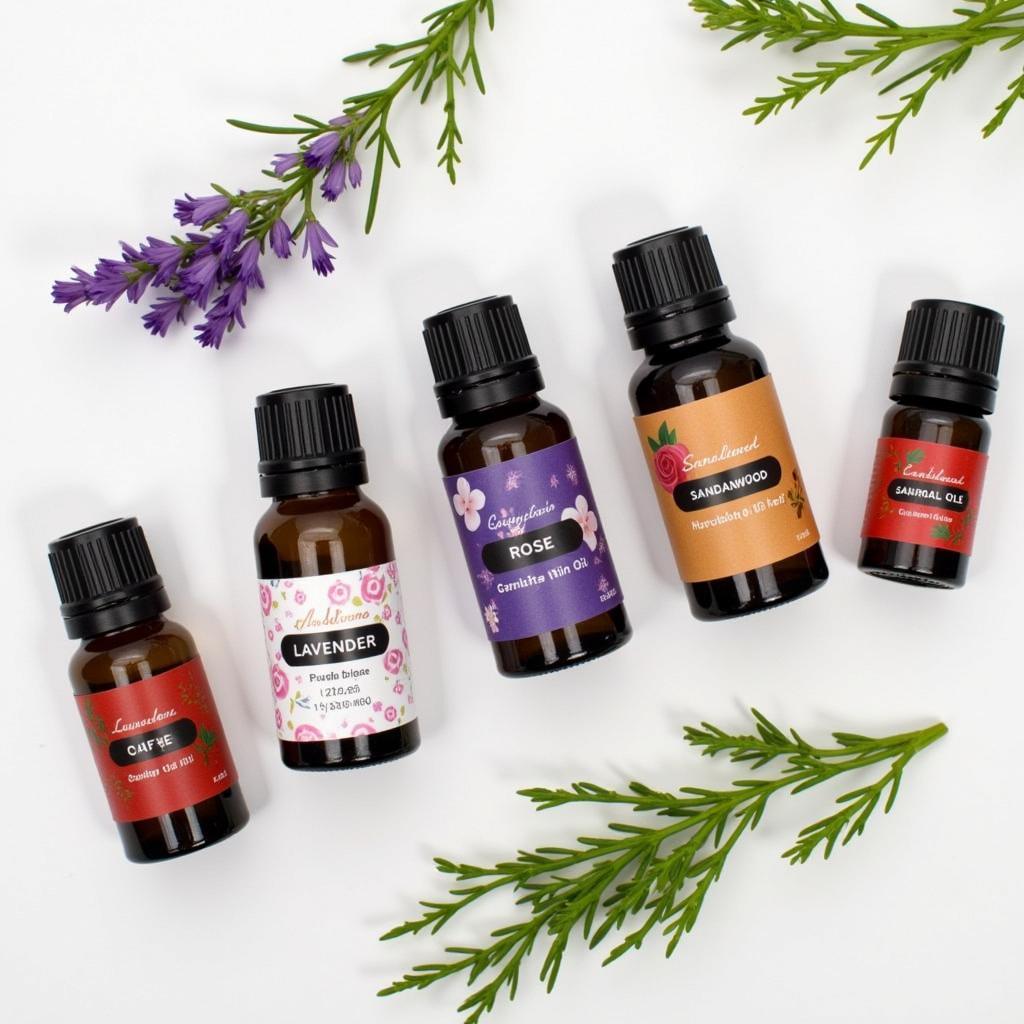 Various essential oils used in natural fragrance creation