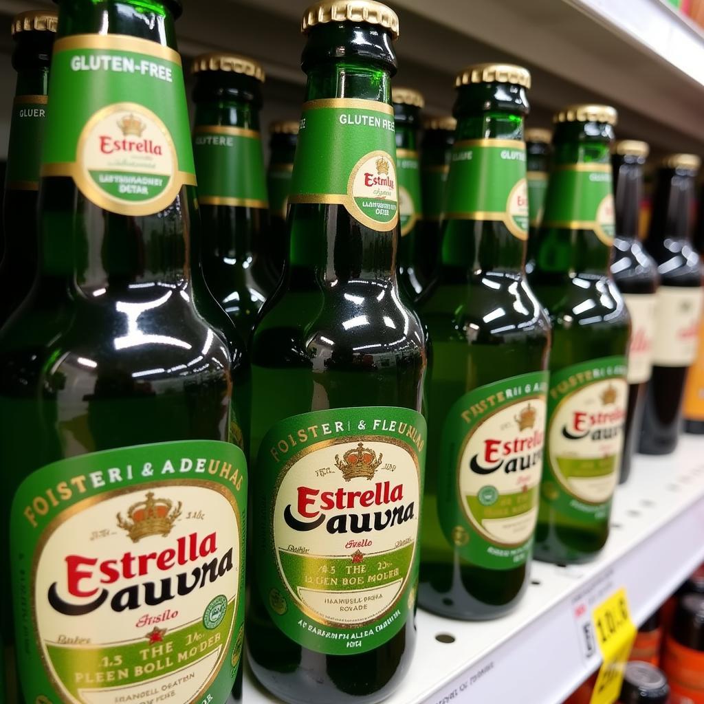 Estrella Daura Bottles on Display