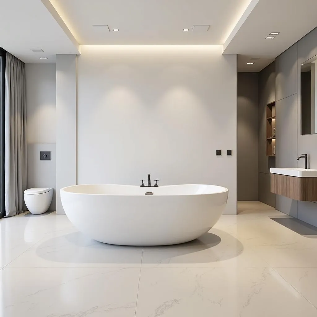 Extra Large Freestanding Tub in a Modern Bathroom