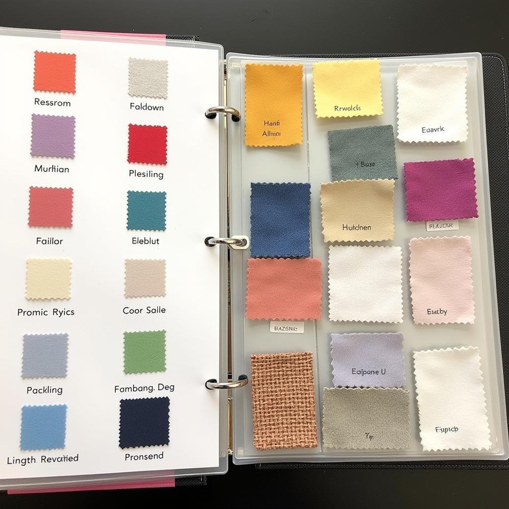 A student's organized fabric sample library.