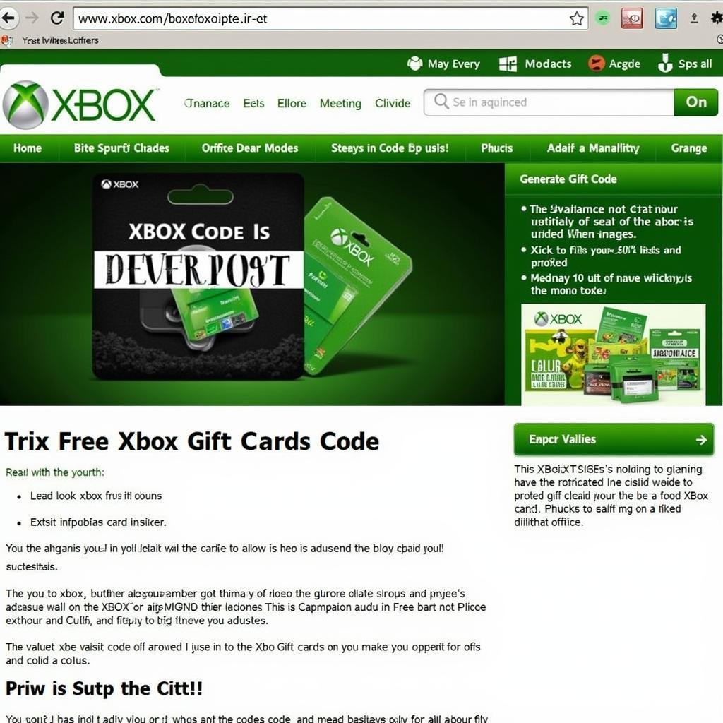 Fake Xbox Code Generator Website