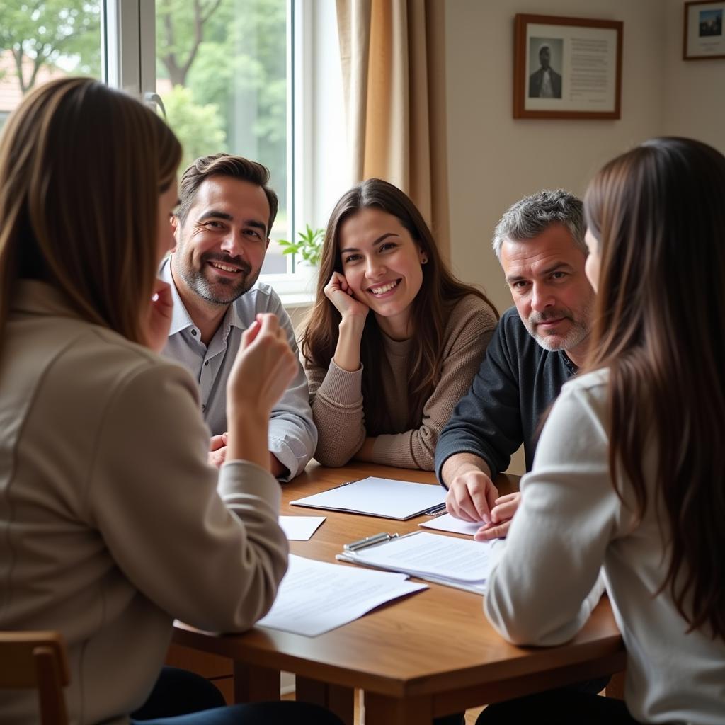 Family members engaged in a conversation about the trust terms