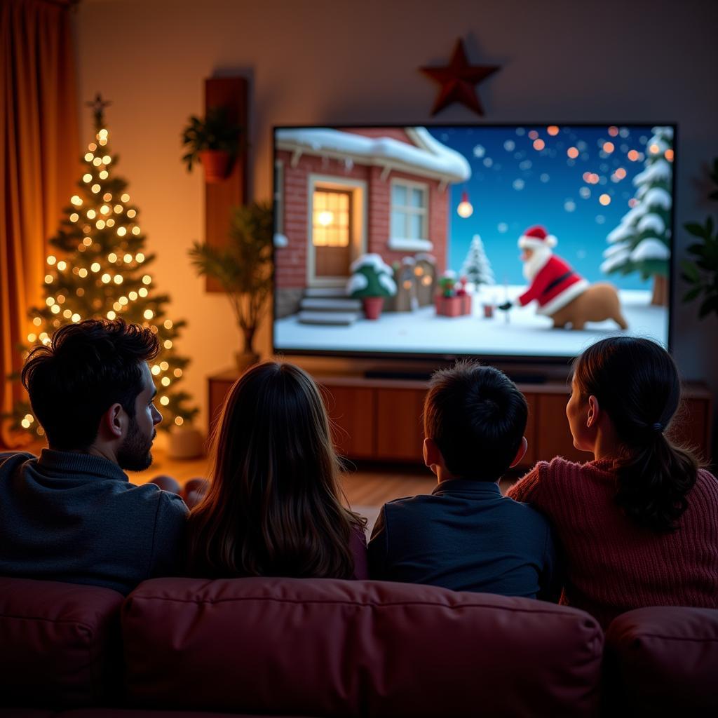 Family Movie Night with Christmas Frame TV Art