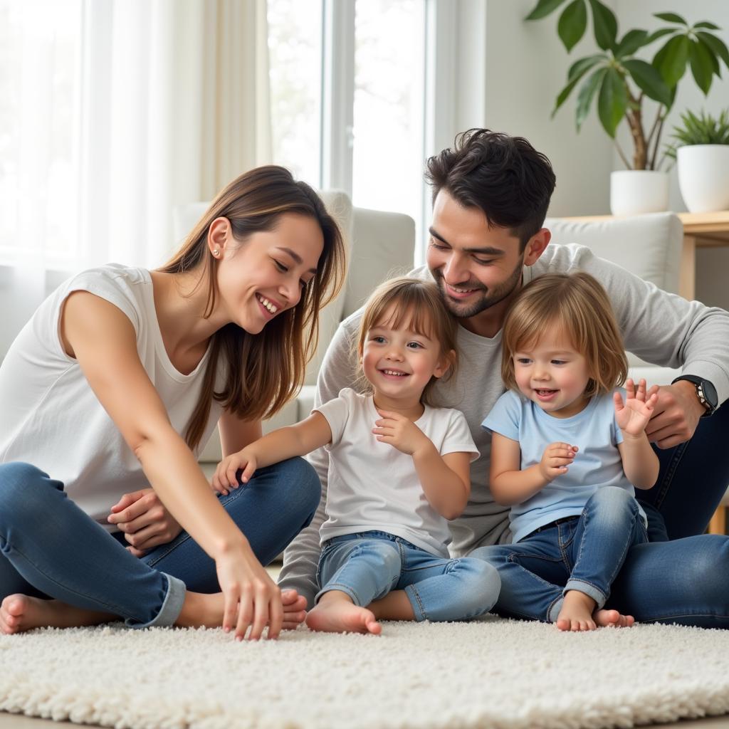 Family Enjoying Clean Carpet