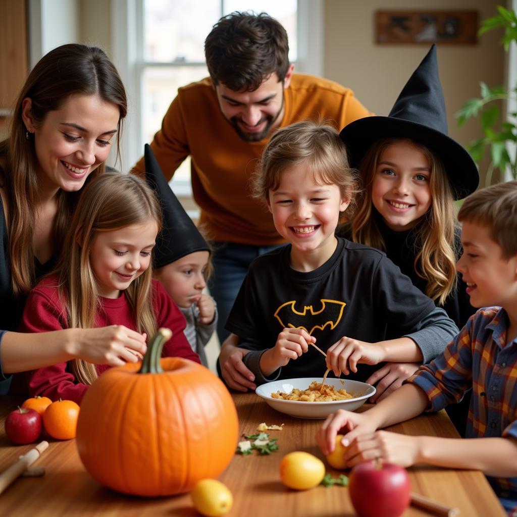 Family Participating in Free Halloween Activities