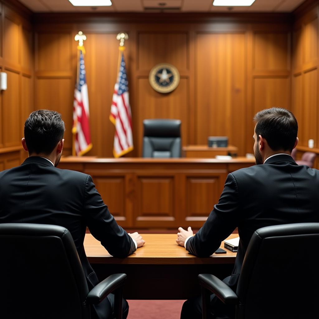 Courtroom setting in Austin, TX, during a family law hearing