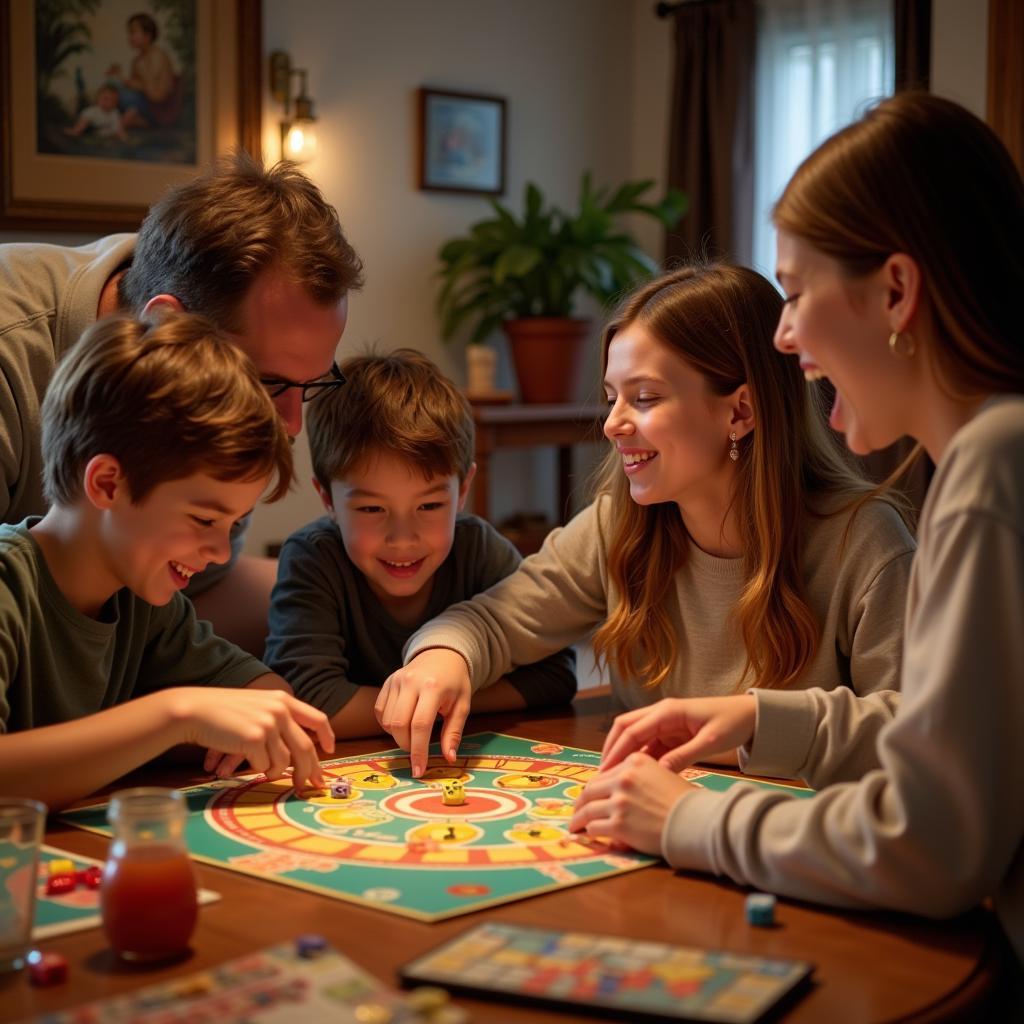 Family game night full of laughter and competition