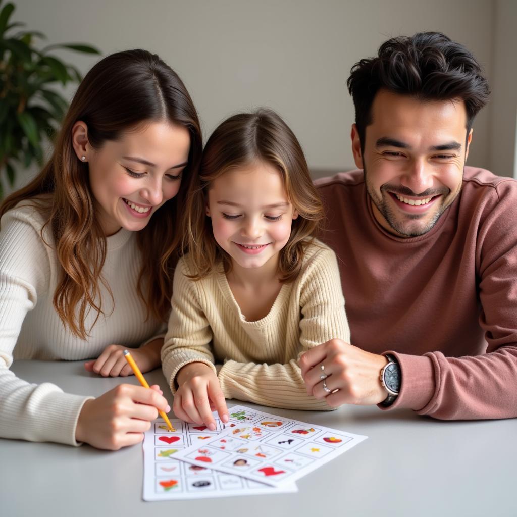 Family Enjoying Feelings Bingo