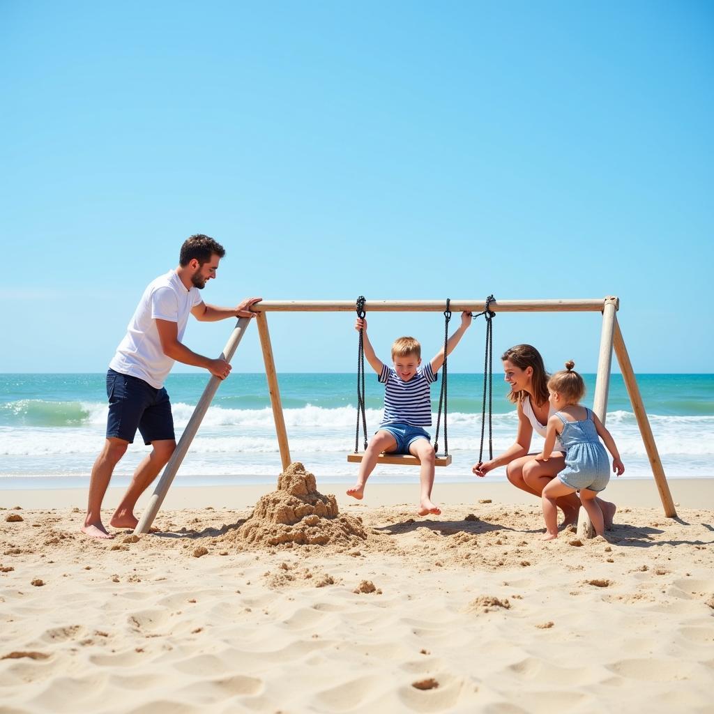 Family Playing on Holden Beach