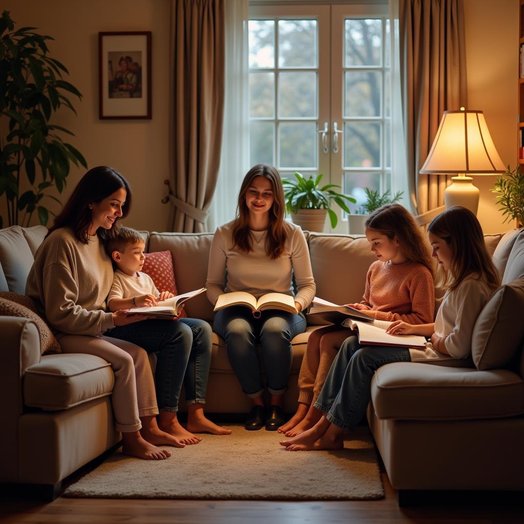 Family Enjoying Reading Time Together