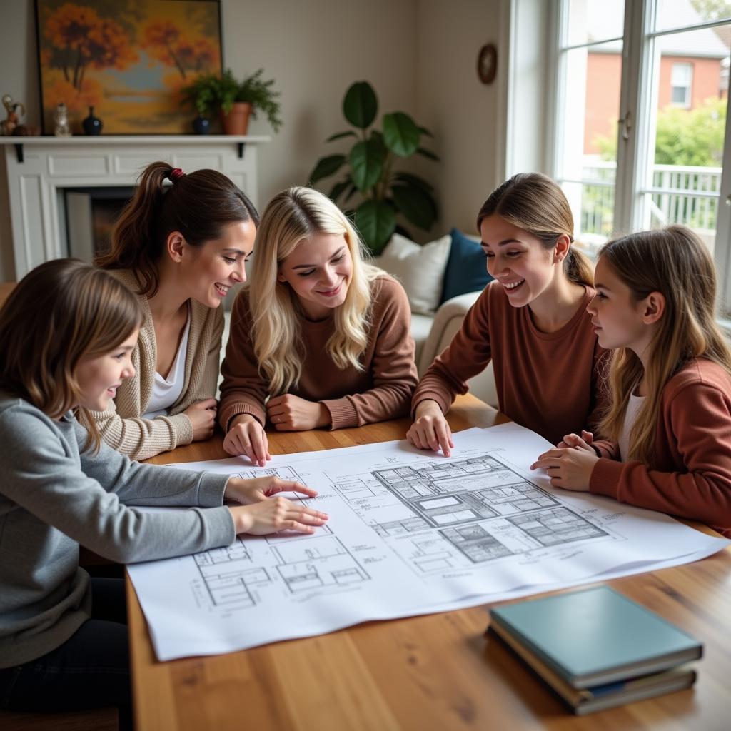 Family Reviewing House Plans Together