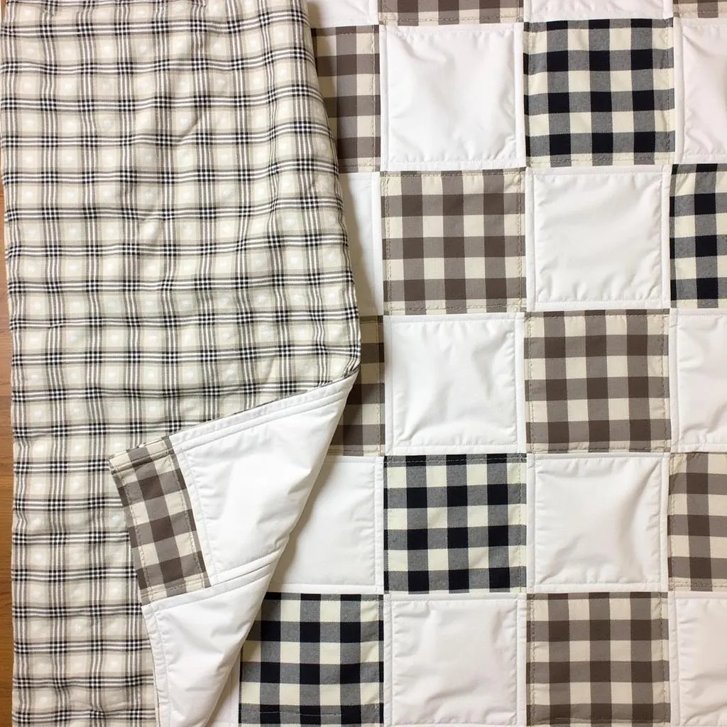 A farmhouse plaid quilt pattern featuring a checkerboard design