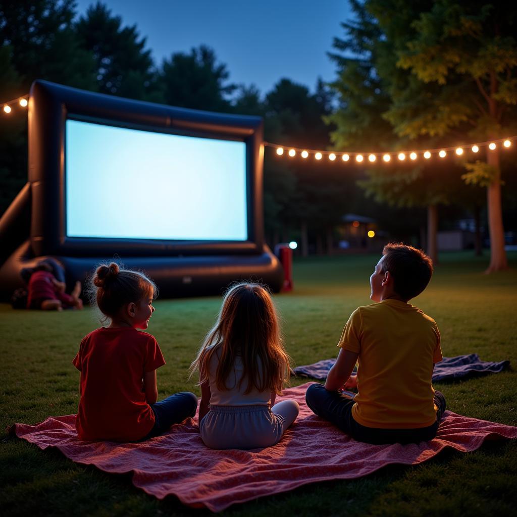 Families enjoying a movie night in the park