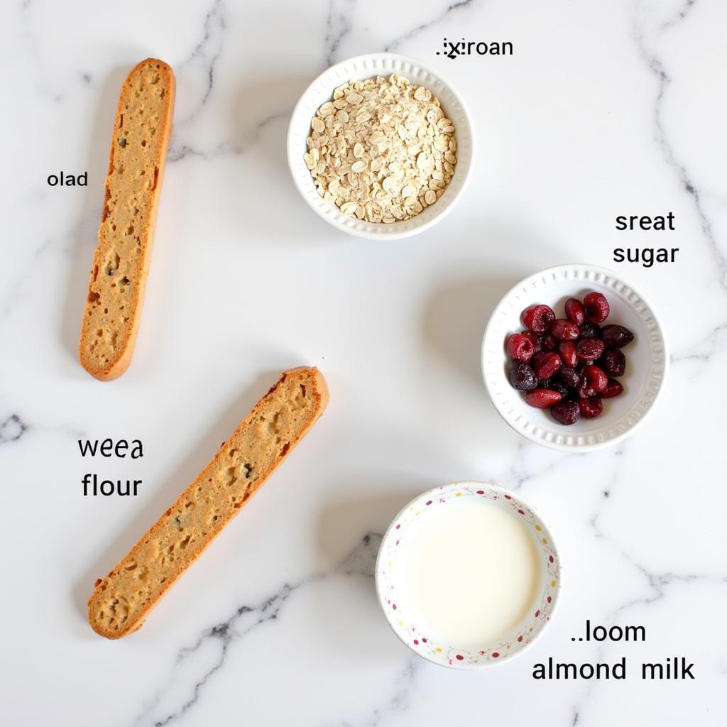 Close-up of fat free biscotti ingredients