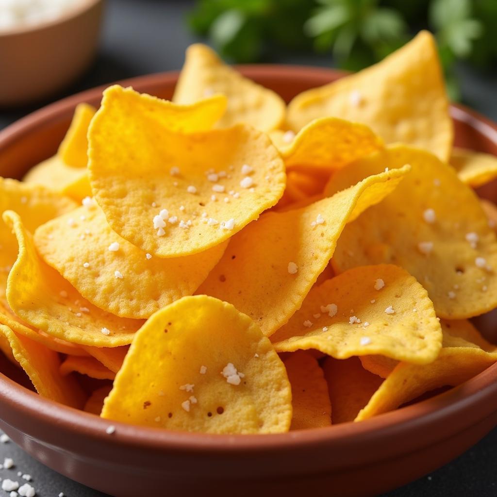 Bowl of fat free nacho chips