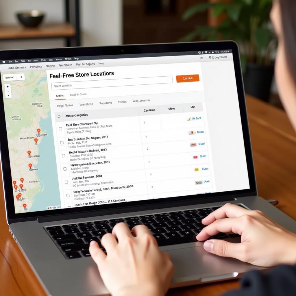 Feel Free Store Locator Website on Laptop