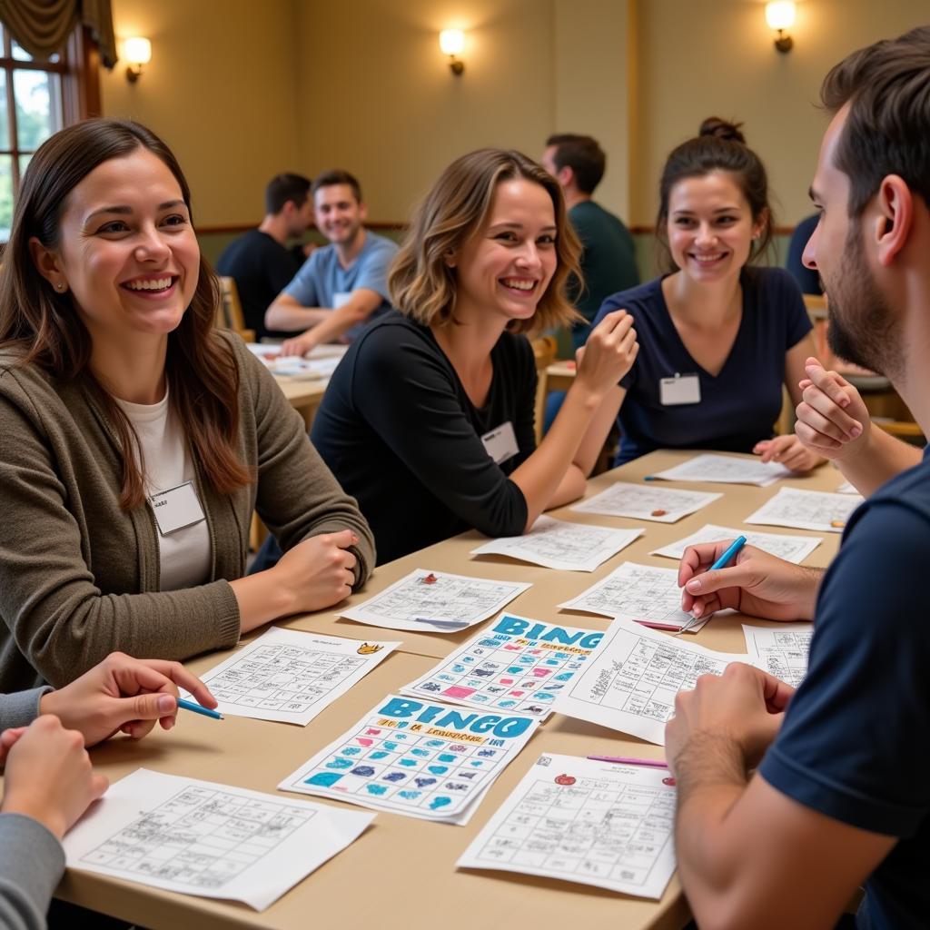 Group Playing Find Someone Who Bingo