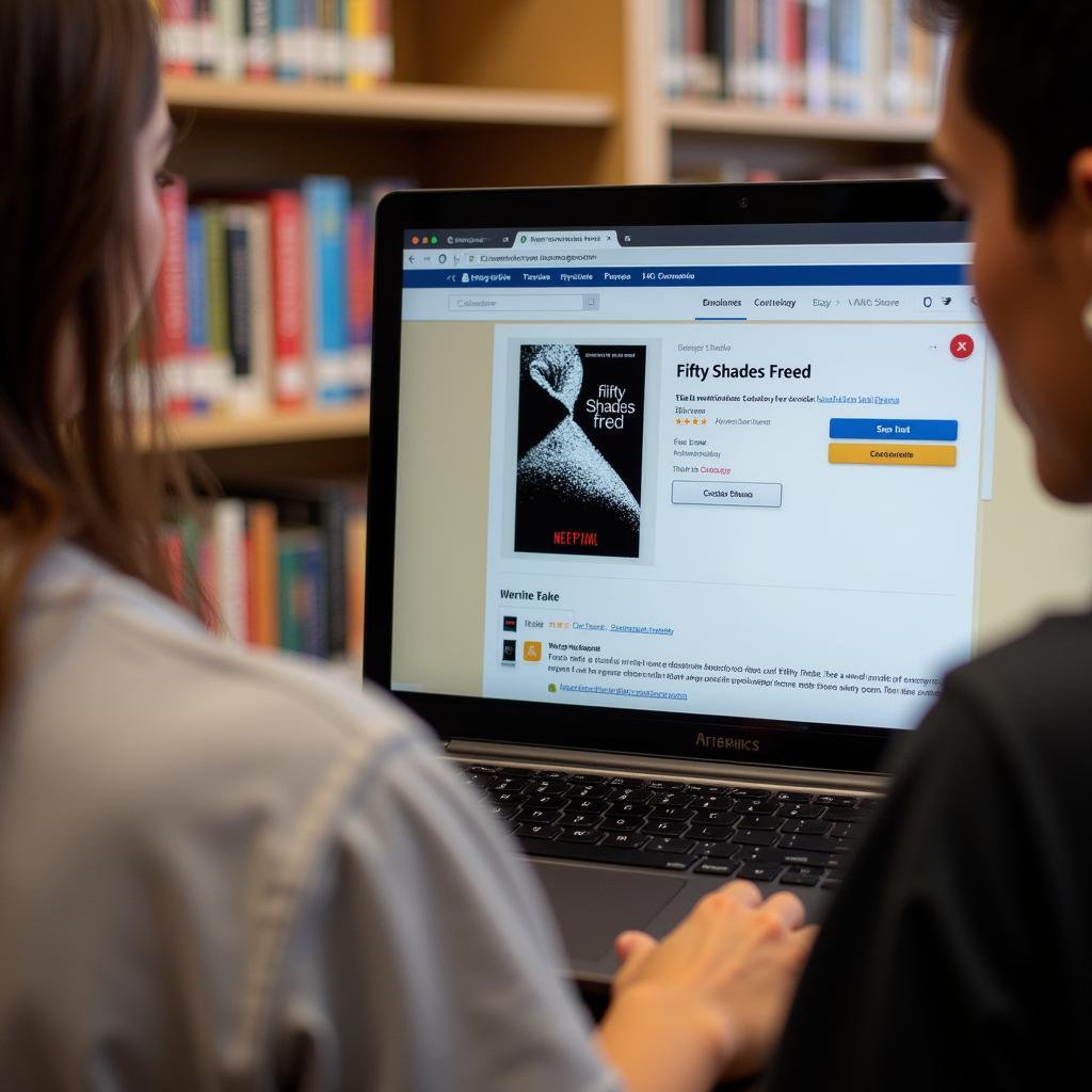 Person browsing for Fifty Shades Freed on library website