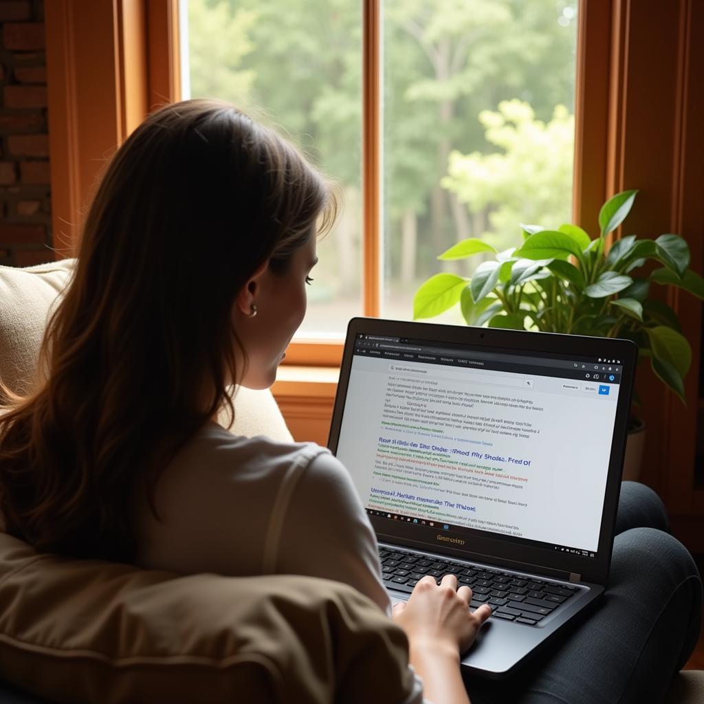 Woman searching for books online