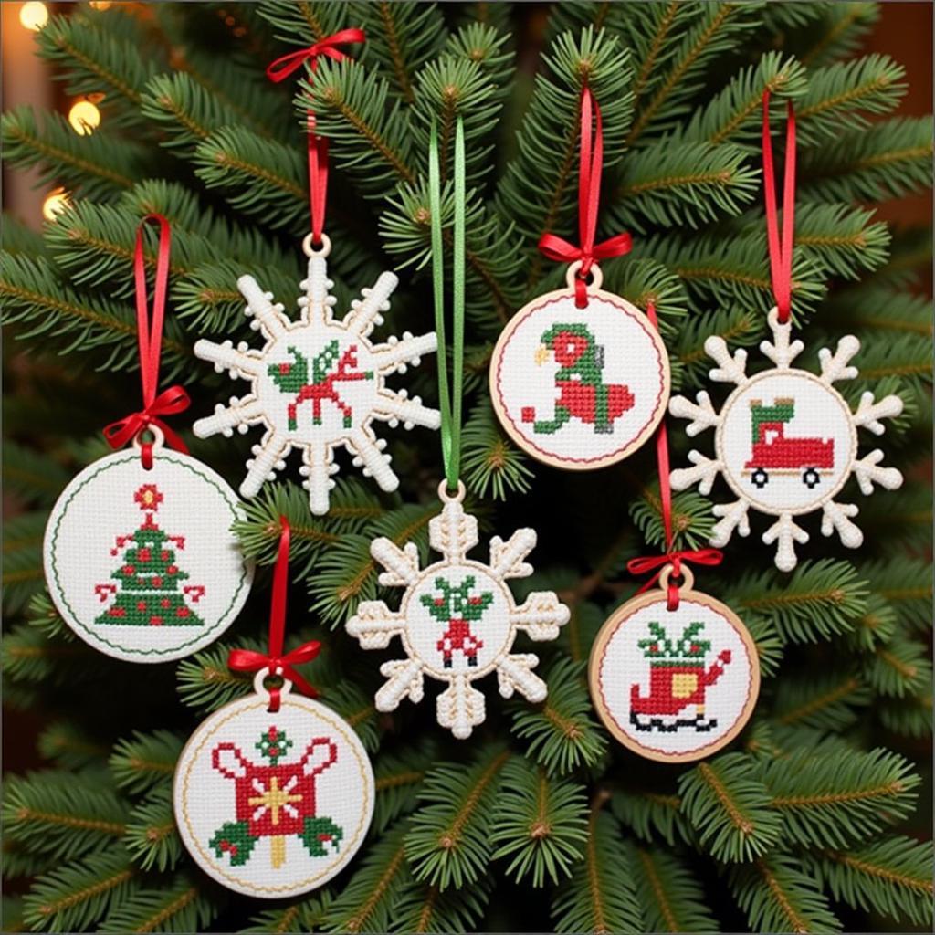 Beautifully Finished Cross Stitch Christmas Ornaments 