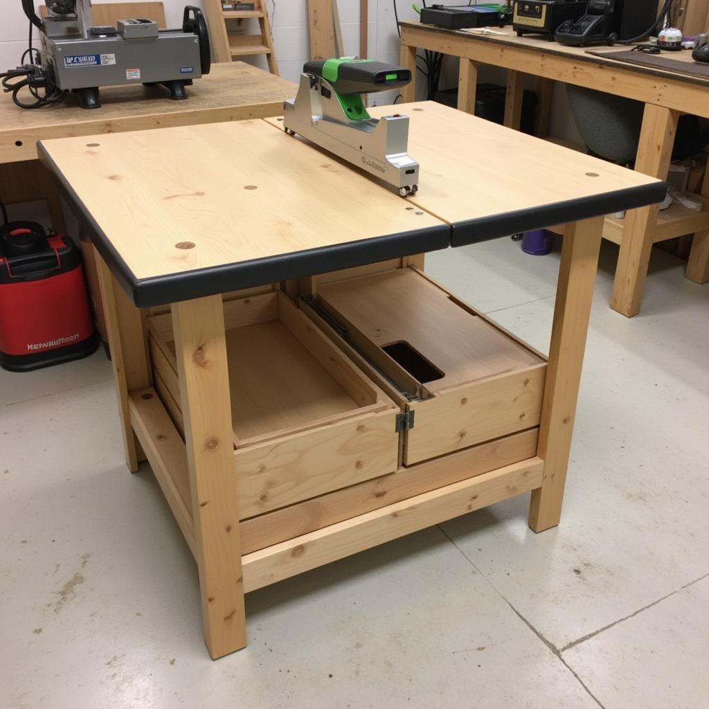 Finished Miter Saw Table with Storage