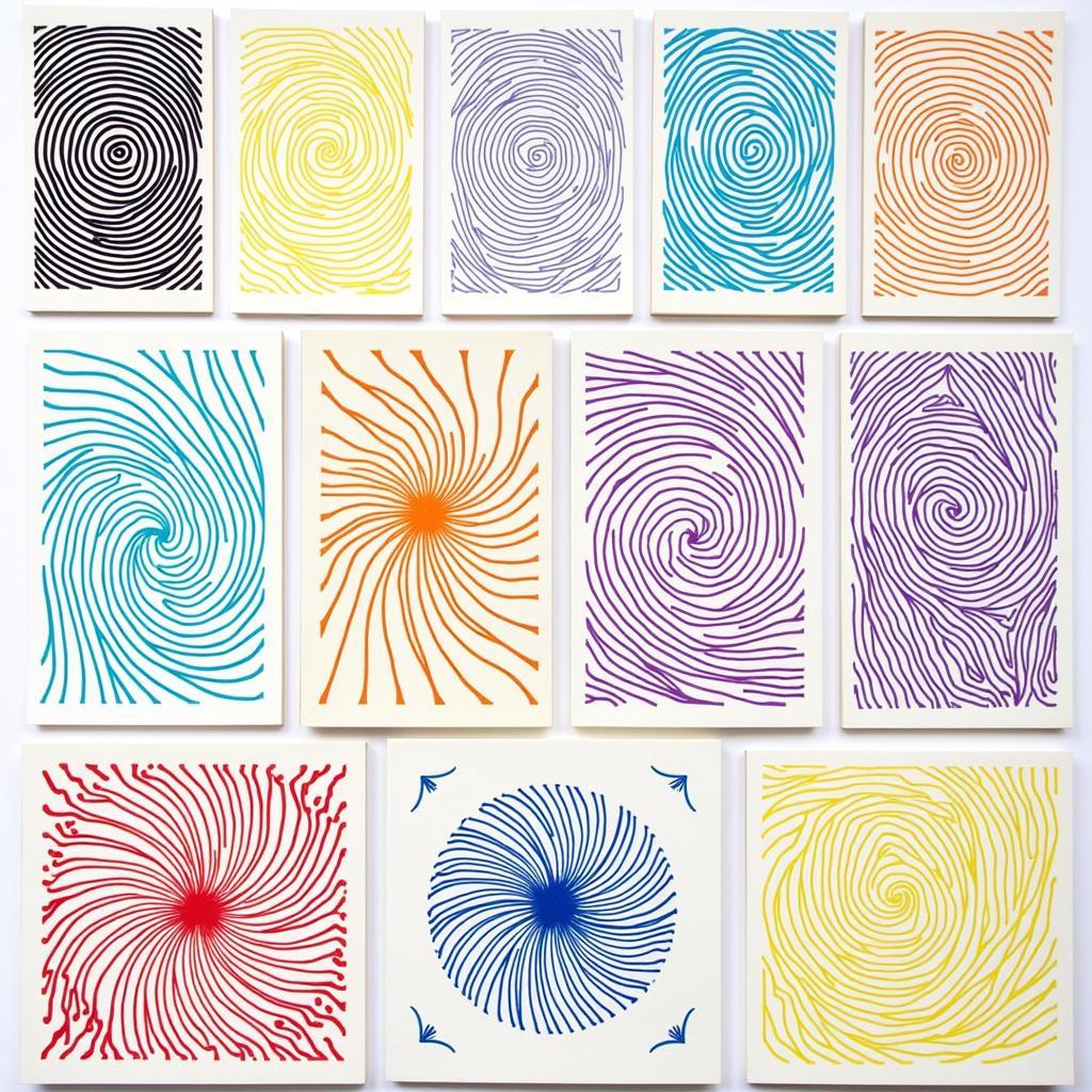 A collection of completed spirograph artworks