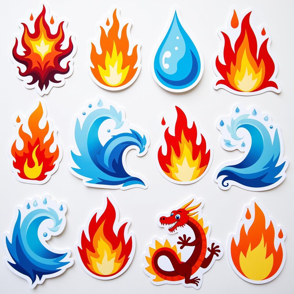 Fire and Water Vinyl Stickers