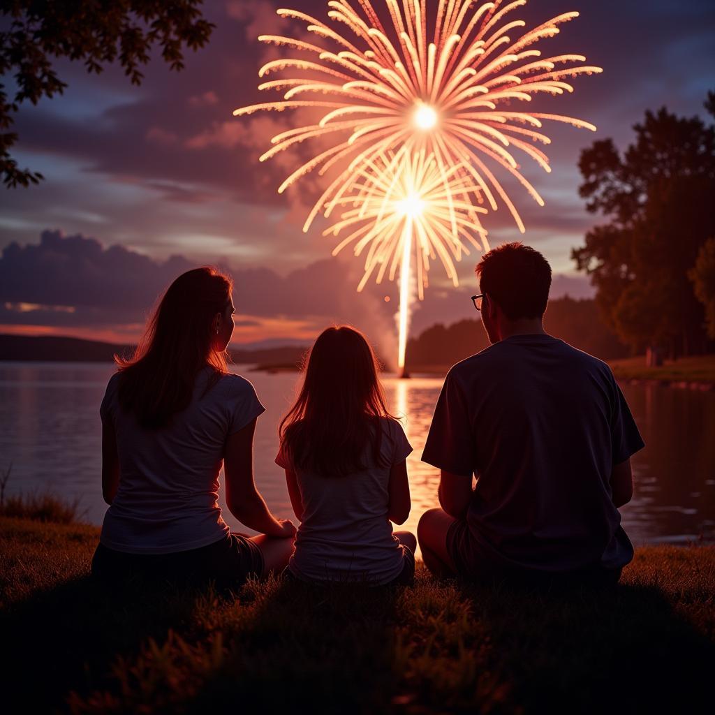 Family Enjoying Safe Fireworks Display