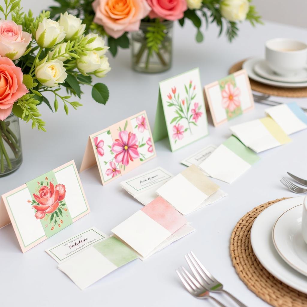 Floral Watercolor Table Cards for Birthday Celebration