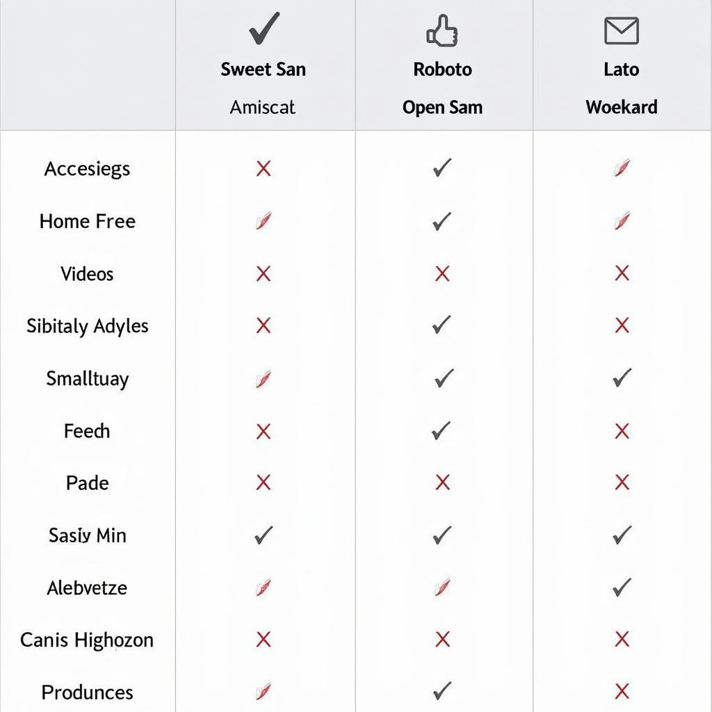 Sweet Sans Pro and Alternatives Comparison Chart