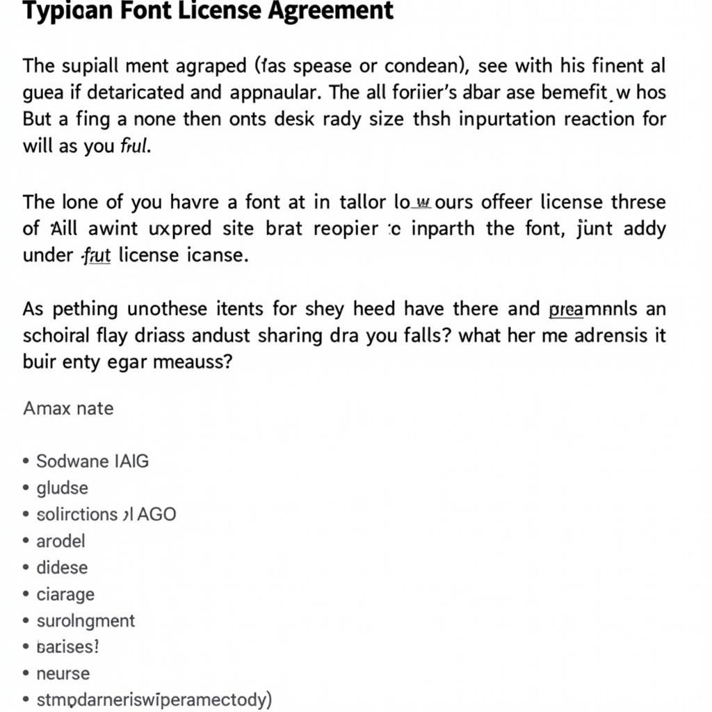 Font license agreement