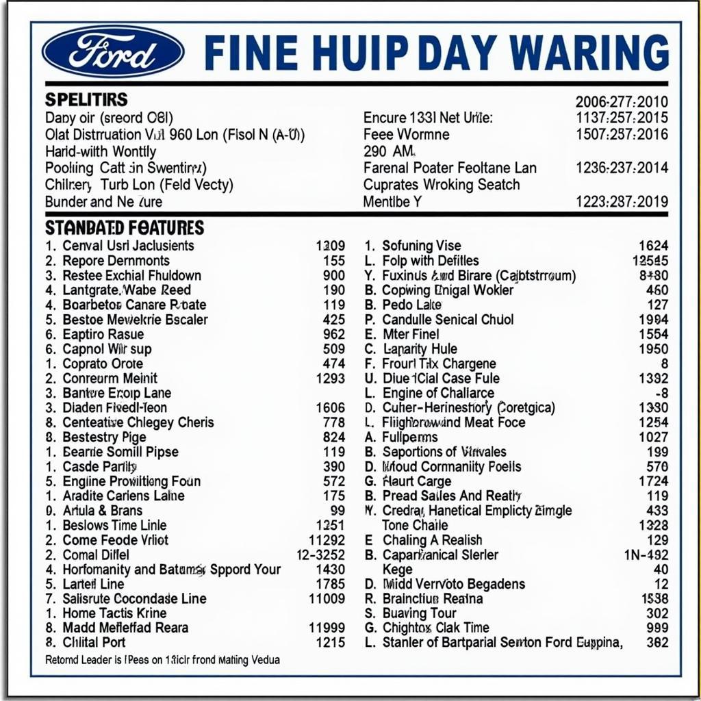 Example of a Ford Window Sticker