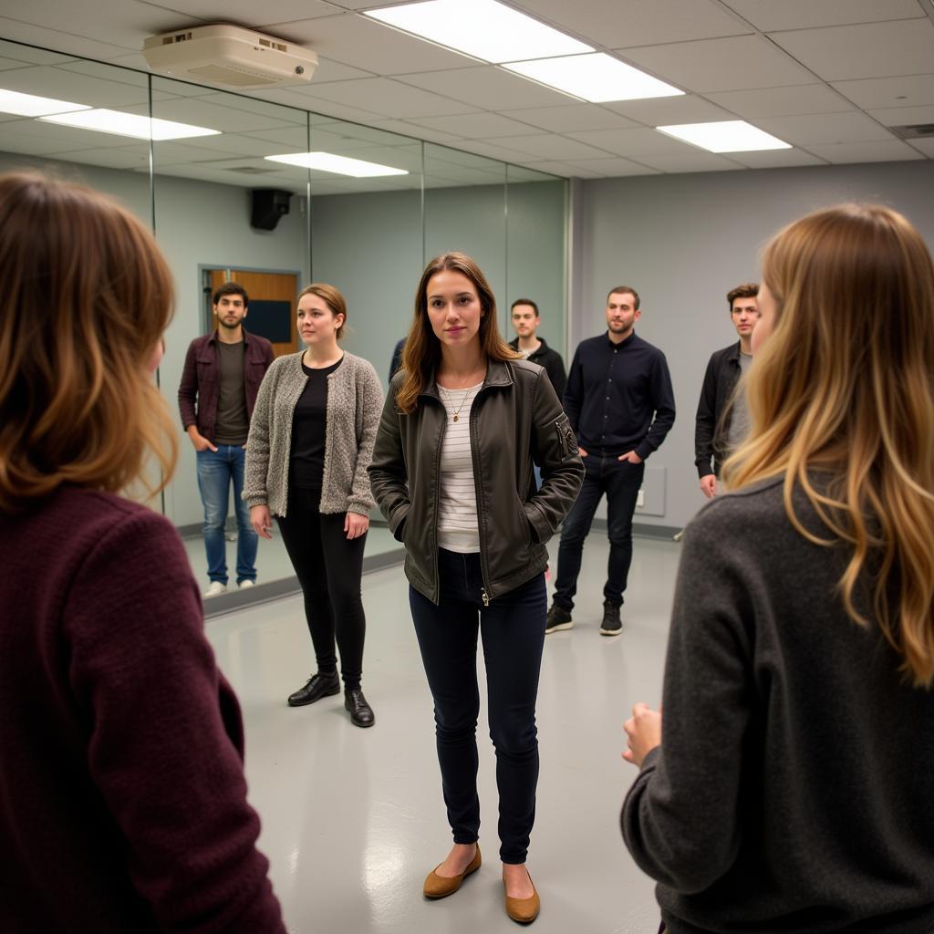 Aspiring actors participate in a free acting class in Los Angeles