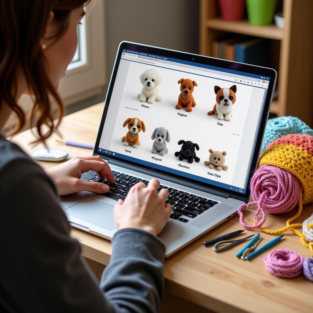 Free Amigurumi Dog Crochet Patterns on a Laptop