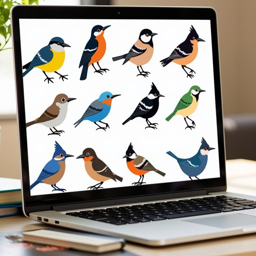 Free Bird Paper Piecing Patterns Displayed on a Laptop