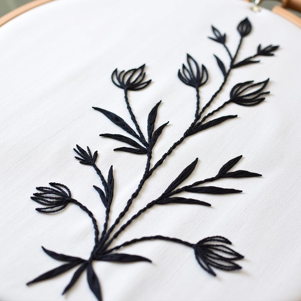 Free Blackwork Embroidery Patterns: Floral Design