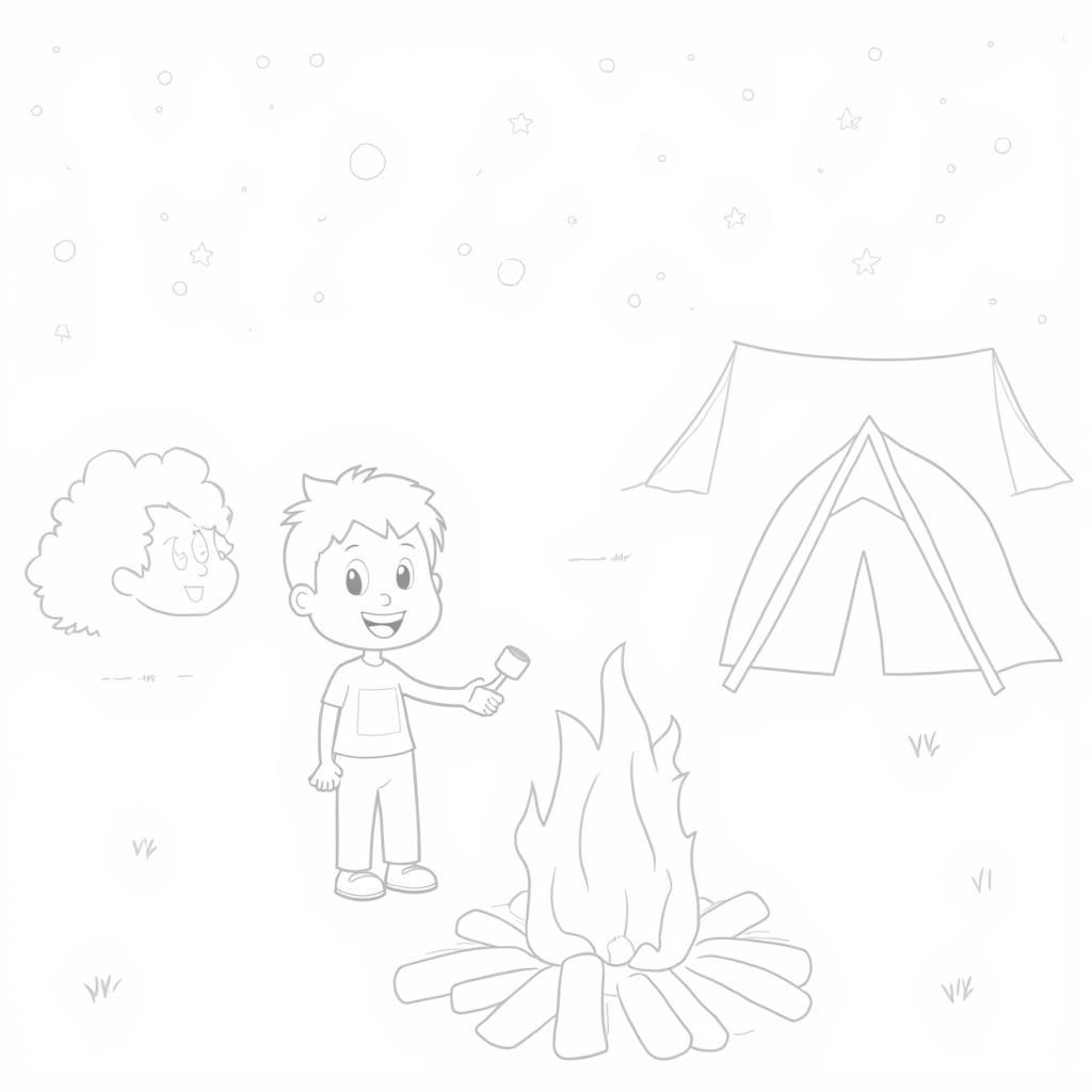 Kids Camping Coloring Page