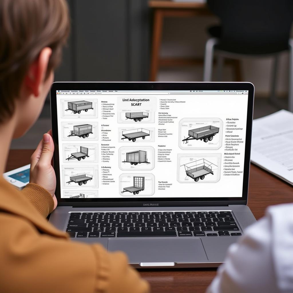 Free car trailer plans displayed on a laptop screen