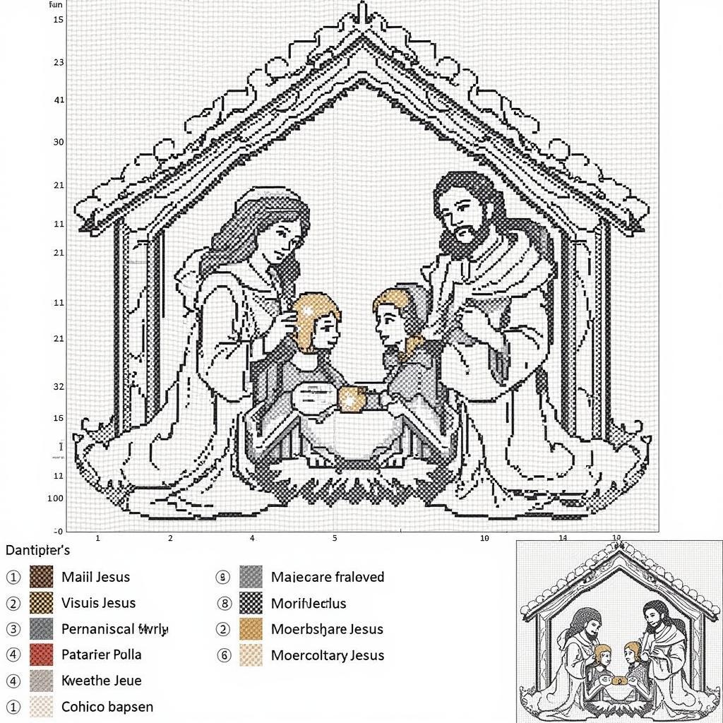 Free Christian Cross Stitch Pattern: Nativity Scene