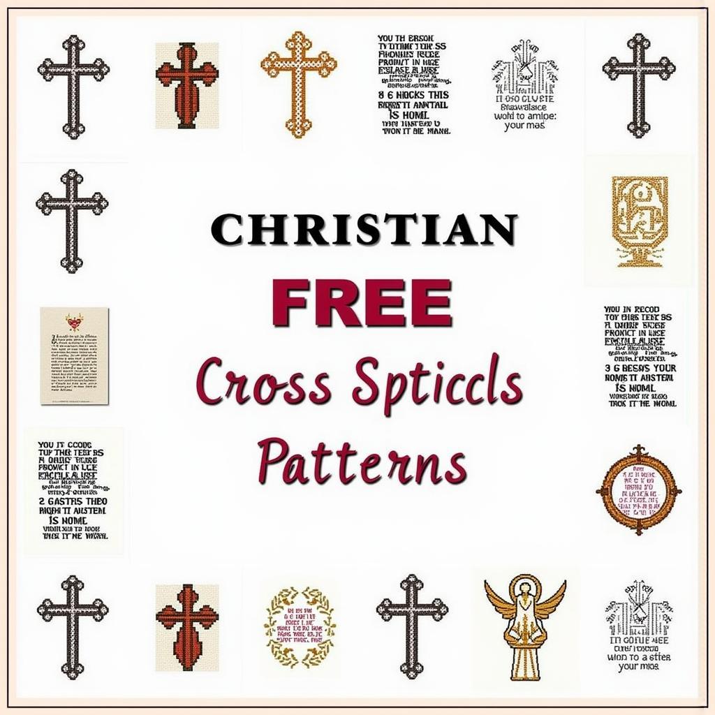 Cross stitch patterns featuring various Christian themes