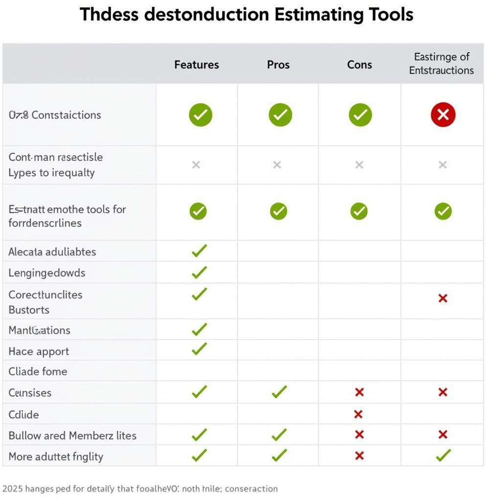 Free Construction Estimator Comparison Chart