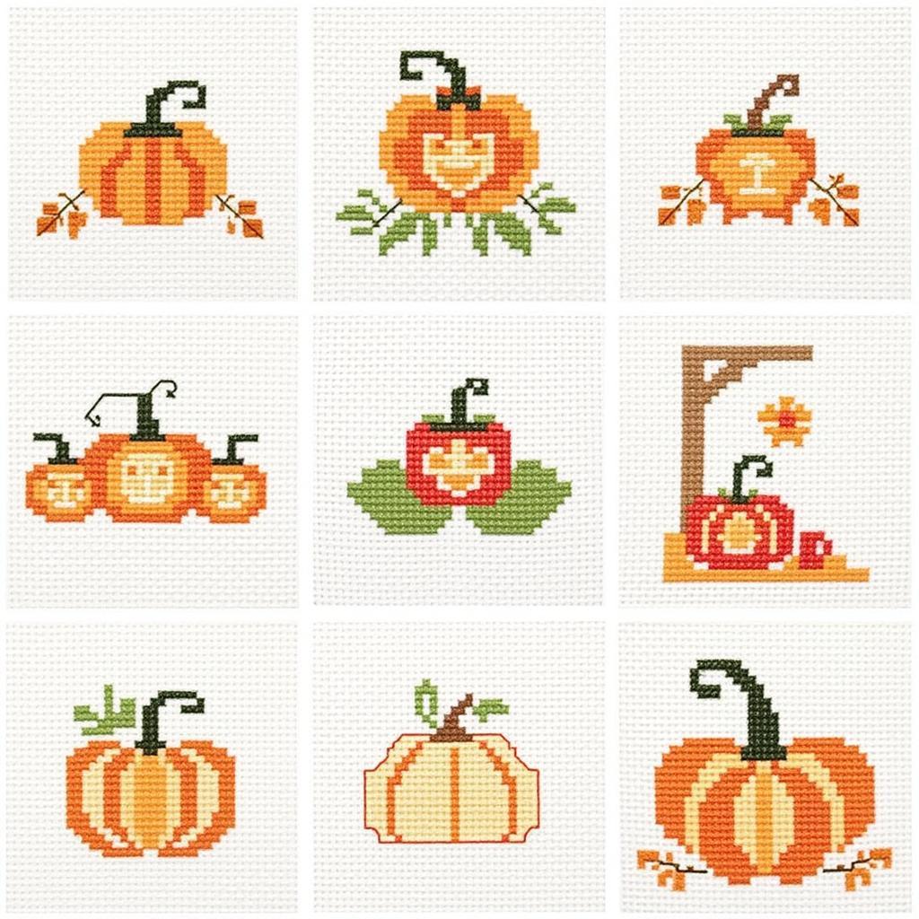 Free cross stitch pumpkin patterns in various styles