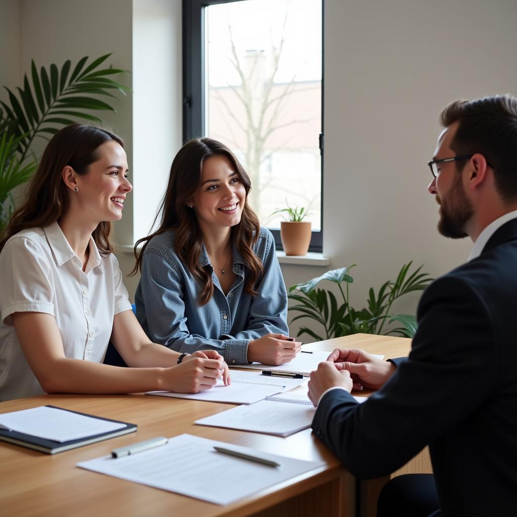 Couple meeting with a divorce lawyer for a free consultation