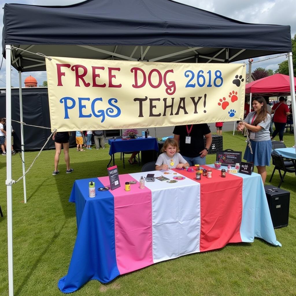 Dog tag giveaway at a pet event