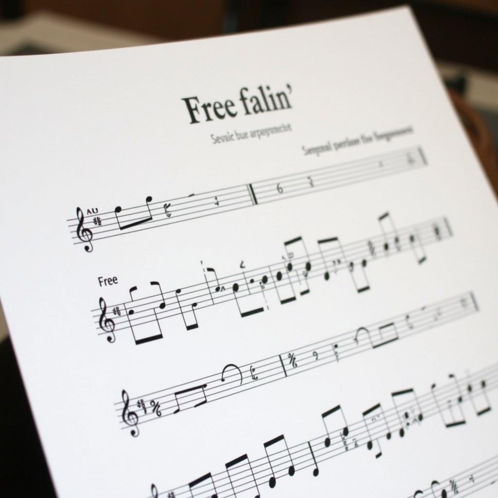 Free Fallin' Piano Sheet Music Example