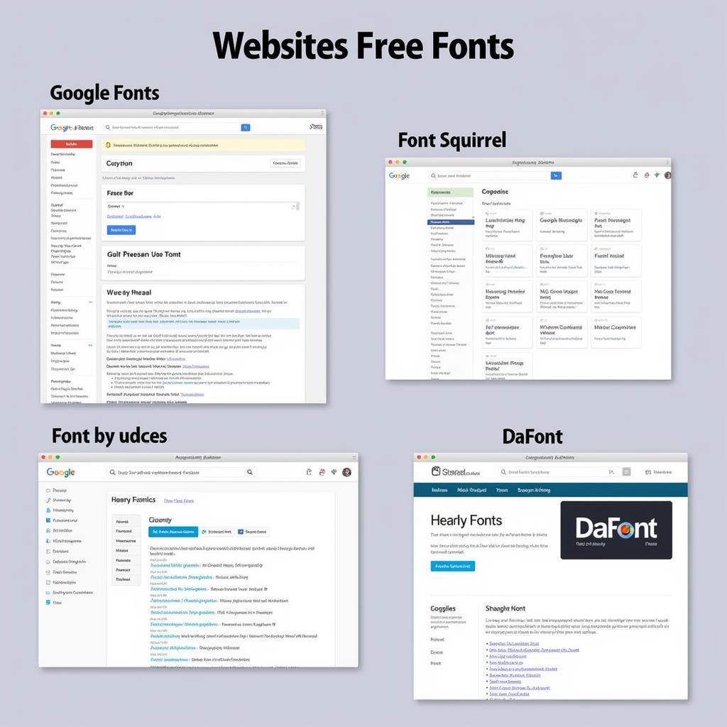 screenshots of websites offering free fonts