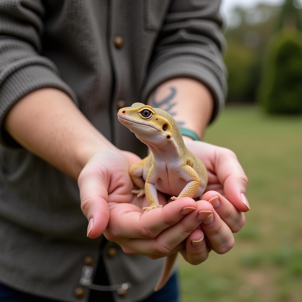 Gecko being rehomed