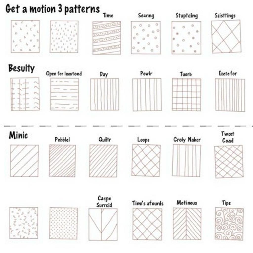 Different free motion quilting patterns