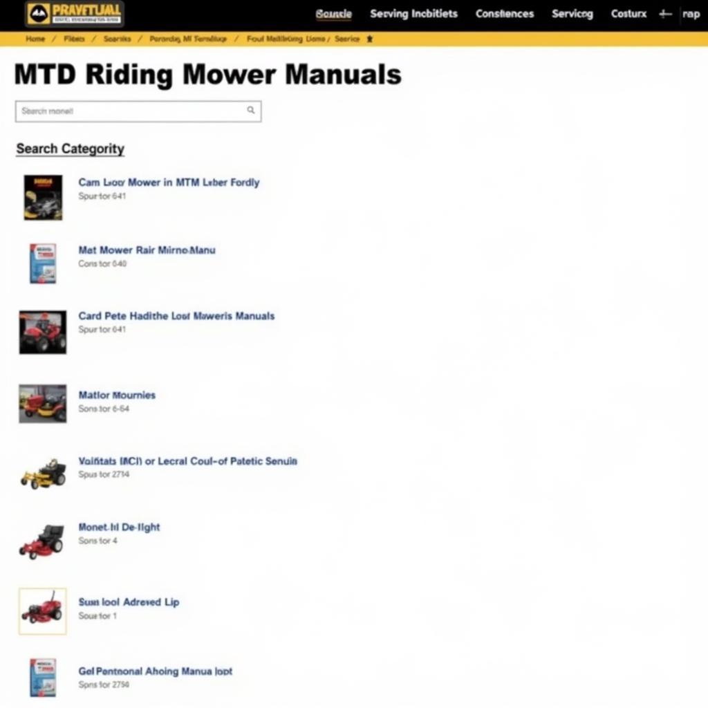 Website Showing Free MTD Riding Mower Manuals