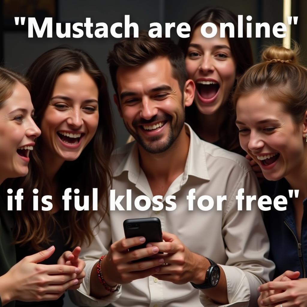 People laughing at a meme about free mustache rides